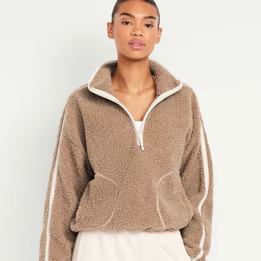 Old Navy Salt Marsh Loose Sherpa Quarter Zip Pullover